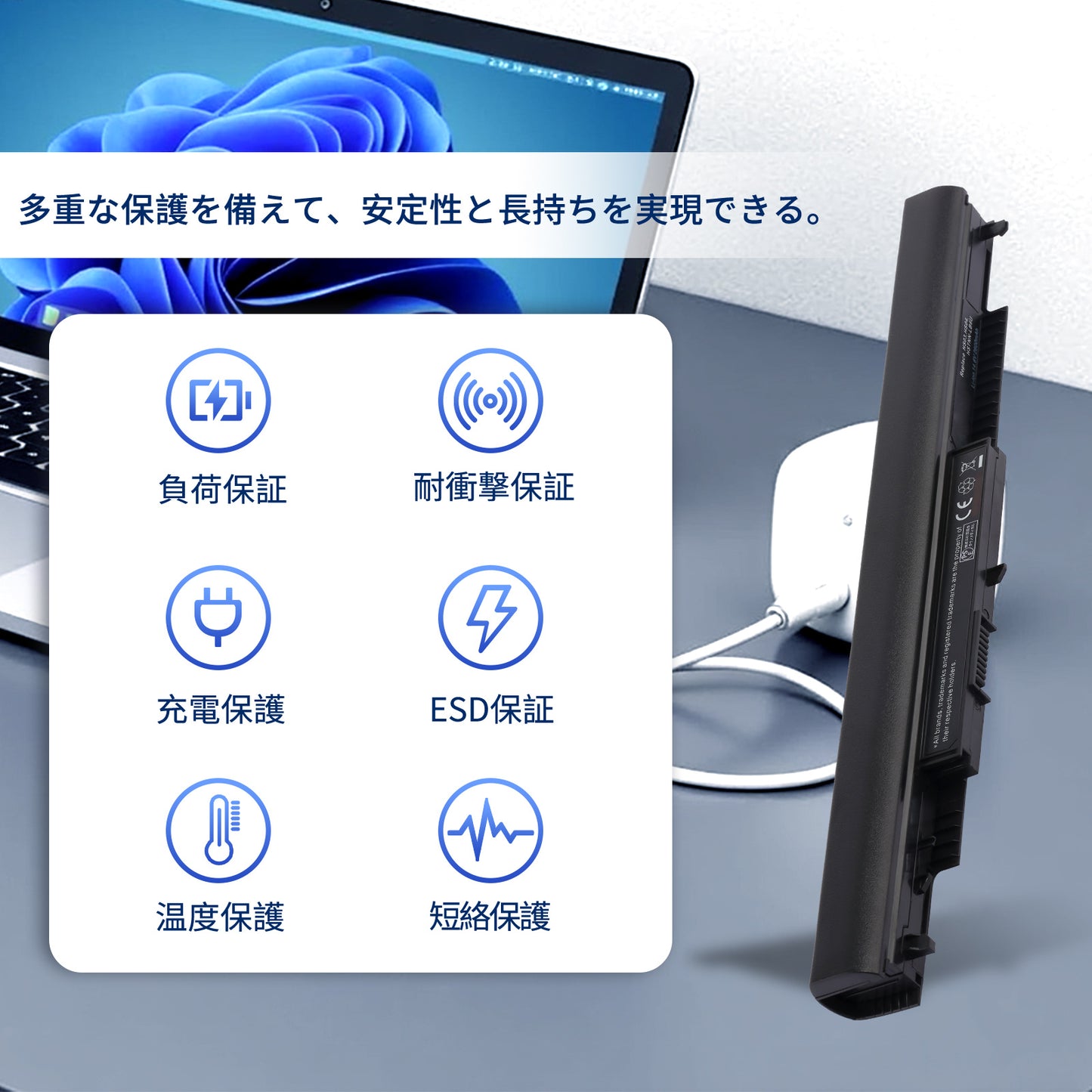 エイチピーHP対応 HS04 15-ac000 807957-001 240 G4 250 G5 255 G4 G5 適用 ブラック対応 【14.6v・ 2600mAh 】 互換バッテリー マウスパッド付き