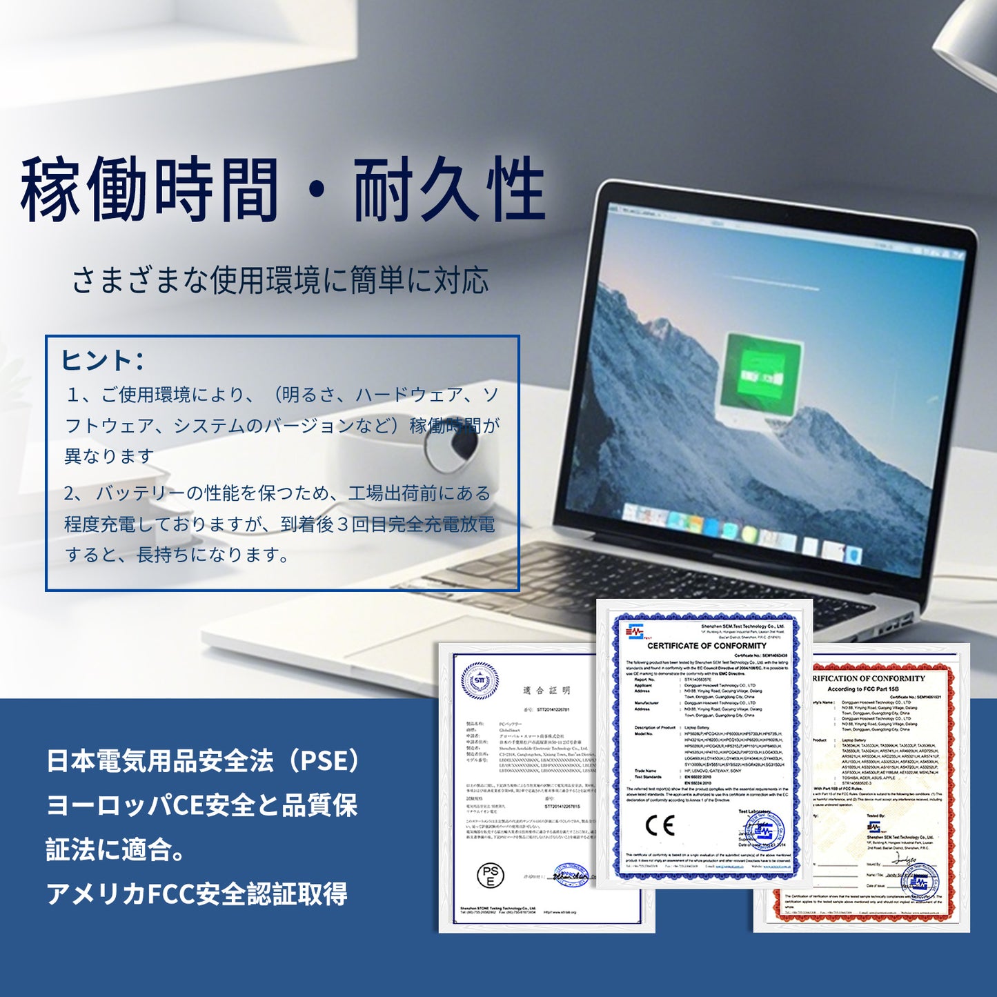 Panasonic対応 CF-VZSU0EJS CF-RZ5 CF-RZ4 PANASONIC CF-RZ6 【7.6V 4860mAh】 対応用 PC 互換 バッテリー クリーニングシート付き(選択必要) 2025DO-GLJP