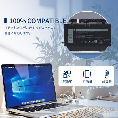 【増量】 DELL デル1WND8, J0PGR,0RDYCT, RDYCT【11.4V・2763mAh】 ブラック 対応用 Latitude 5285,Latitude 5290,T17G GlobalSmart 高性能 ノートパソコン 互換 バッテリー