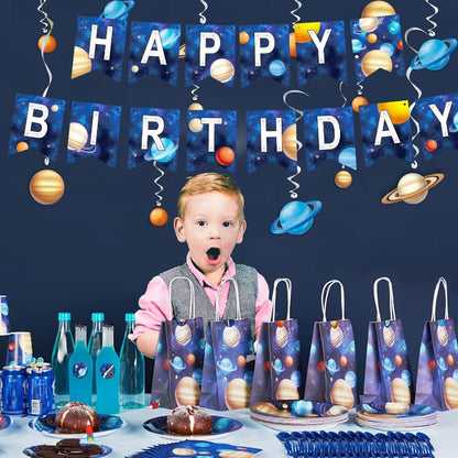 [Infashion]宇宙をテーマにしたパーティー用品は25を提供し、男の子のための宇宙の誕生日の装飾、完全なパックが含まれています、テーブルクロス.バナー