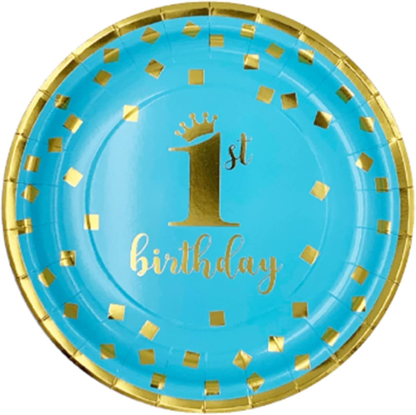 [Infashion]パーティー用品 16人セット 男の子の1歳の誕生日、青と金のテーマパーティー 子供の誕生日の装飾 バースデー 食器