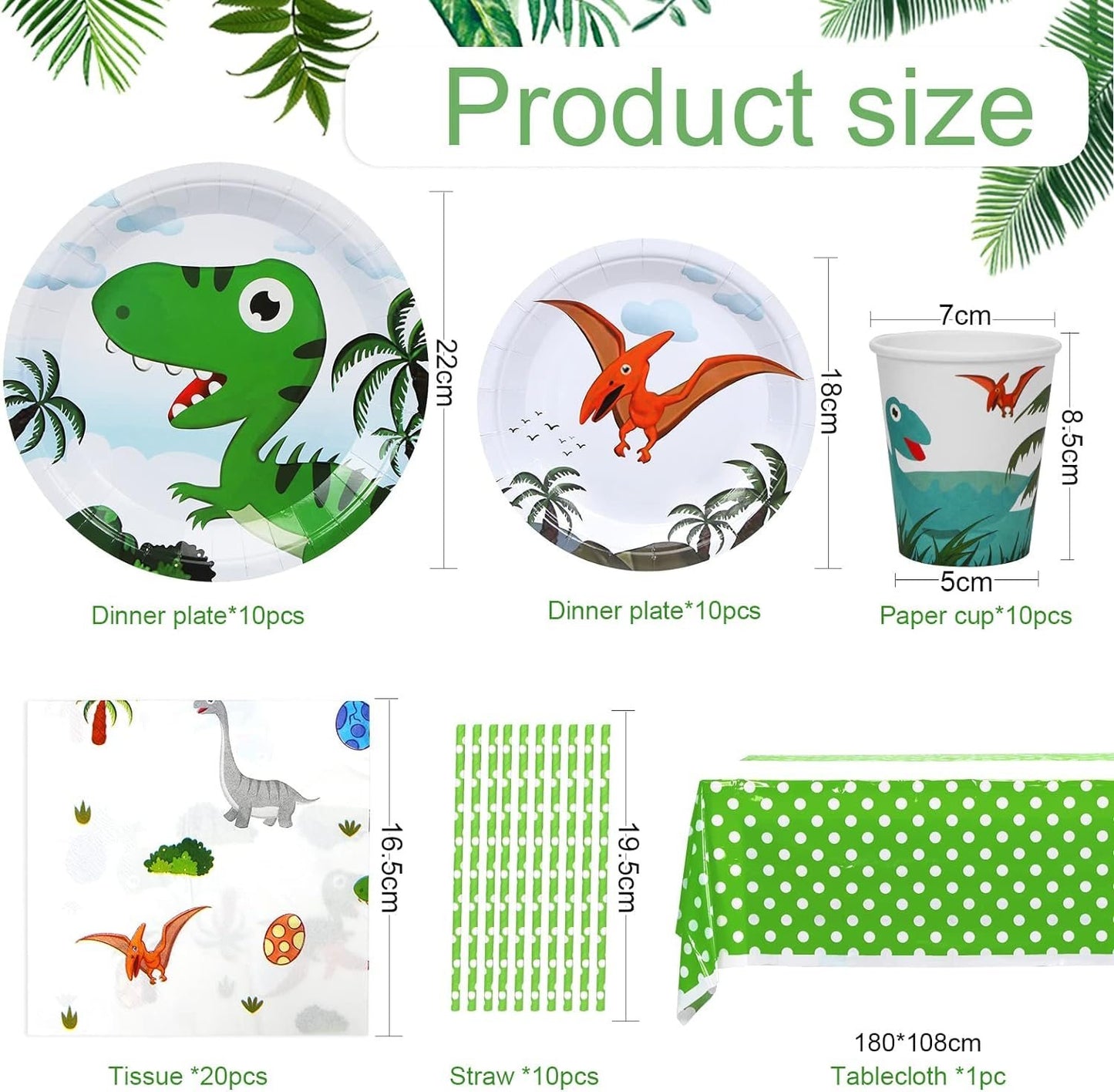 [Infashion]恐竜パーティー用品、恐竜食器セット、プレートカップナプキンストローテーブルクロス、男の子の誕生日の装飾テーマパーティーのための恐竜パーティーアクセサリー