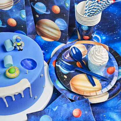 [Infashion]宇宙をテーマにしたパーティー用品は25を提供し、男の子のための宇宙の誕生日の装飾、完全なパックが含まれています、テーブルクロス.バナー