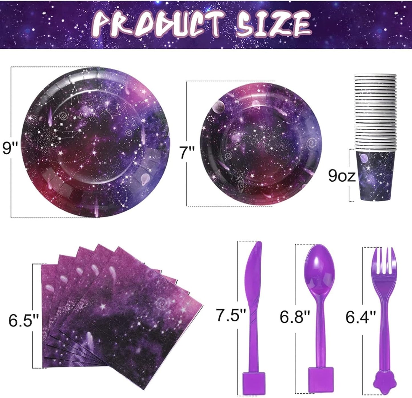 [Infashion]バースデー 食器 171個スペースギャラクシーパーティー食器セットギャラクシー宇宙テーマバースデーパーティーデコレーションソーラーシステムプラネットペーパープレートナプキンテーブルクロスとバースデーバナー24名様用パーティー用品